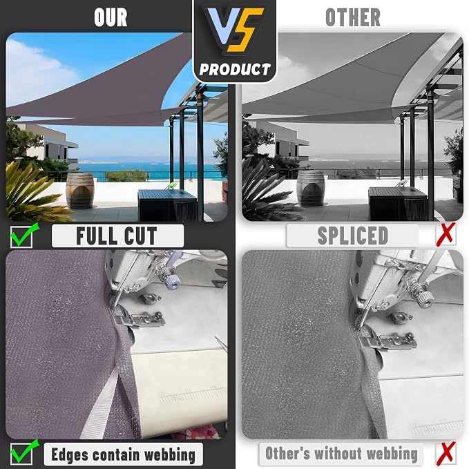 LOVE STORY Custom Size 5'x5'x7.1' Dark Grey Sun Shade Sail Right Triangle - Image 7