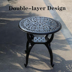 Cast Aluminum Outdoor Side Table, All Weather Round Small Coffee Table - Image 6