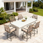 Patio Swivel Bar Stools Set of 6, Outdoor Rattan Height Bar Patio Swivel Chairs - Image 2