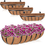 ZeeDix 4 Pack 24 Inch Railing Planter Box, Metal Window Boxes by ZeeDix