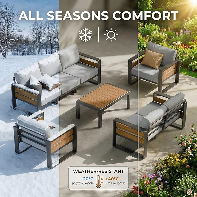 ZANDOR Outdoor Patio Conversation Sets, 4-Piece Aluminum Metal Outside - Image 9