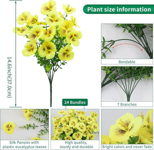 24 Bundles Artificial Pansy Flowers - Image 2