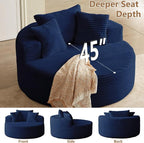 Oversized Round Chair Lounge Chaise Indoor, Upholstered Corduroy Deep Seat - Image 5
