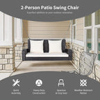 RELAX4LIFE Porch Swing 2-Seat Patio Rattan, Wicker Porch Swings Outdoor W/Two - Image 5