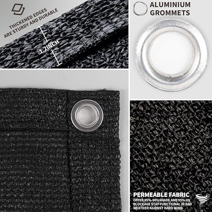 LOVE STORY Custom Size 2'6''x9' Black Balcony Privacy Screen, UV Block Privacy - Image 3