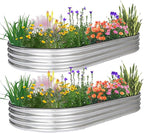 JERIA 2 Pcs 8×4×1ft Oval Raised Garden Bed, Galvanized Raised Garden Bed Kit by JERIA