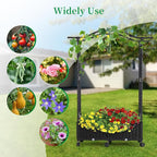 Planter Box with Trellis Outdoor, 57in Plastic Raised Garden Bed with Trellis - Image 5