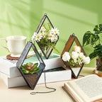 Yaomiao 3 Pcs Stained Glass Hanging Plant Terrariums Hanging Glass Planter - Image 3