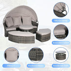 Merax 5 Pieces Outdoor Patio Round Daybed Furniture, All-Weather Wicker - Image 5
