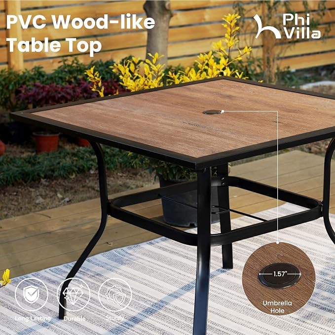 PHI VILLA 5 Piece Outdoor Patio Dining Set - Image 5