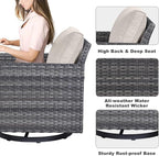 Belord Wicker Chairs Outdoor Bistro Set Oversize Patio Swivel Rocker, Rattan - Image 4