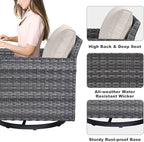 Belord 7 PCS Outdoor Furniture Set, Mixed Grey Wicker, Includes Swivel Rocker - Image 6