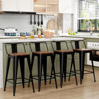 WENTMENT Bar Stools Set of 4 Counter Height Metal Barstools - Image 6
