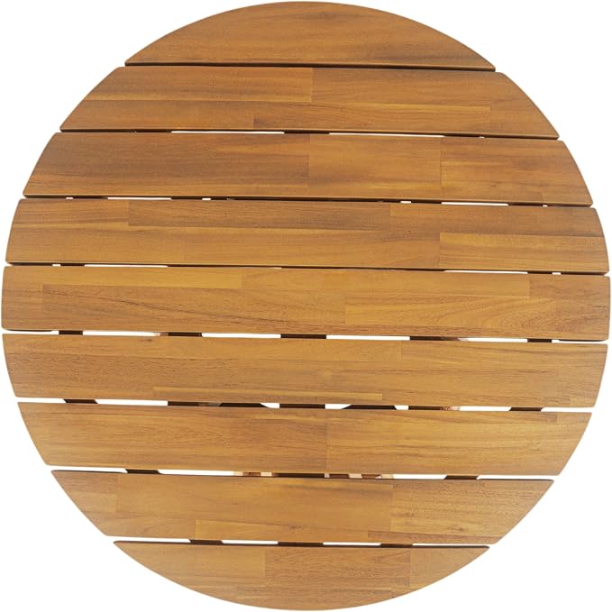 Merax Patio Outdoor Acacia Wood Round Coffee Table - Image 3
