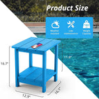 LUE BONA Adirondack Outdoor Side Table, 2-Tier Blue HDPS Patio End Table - Image 2