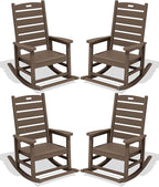 SERWALL Outdoor Rocking Chair Set of 4, Oversized HDPE Patio Rocking Chair by SERWALL