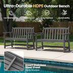 Ciokea 48" Outdoor Bench, HDPE Weatherproof Porch Bench, 2-Person Garden Benches - Image 3