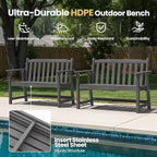 Ciokea 48" Outdoor Bench Set of 2, HDPE Weatherproof Garden Bench, 2-Person - Image 3