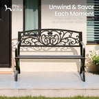 PHI VILLA 50Inch Cast Iron Steel Frame Garden Bench Patio Furniture Chair - Image 8