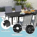 Outdoor Expandable Dining Table 71"-106" Aluminum Patio Dinner Table - Image 4