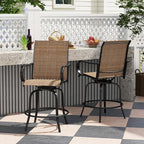 Giantex Set of 4 Swivel Outdoor Bar Stools, All-Weather Bar Height Patio Chairs - Image 2