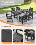 7 Pieces HDPE Outdoor Dining Set, Patio Dining Set - Image 8
