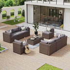 Aoxun 10 Piece Patio Furniture Set Wicker Rattan Patio Conversation Set Outdoor - Image 9
