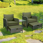 LEVELEVE Balcony Furniture 5 Piece Patio Conversation Set, PE Wicker Rattan - Image 8