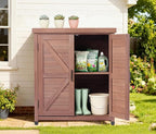 Outdoor Potting Bench with Storage Cabinet and Metal Top, Wood Workstation - Image 8