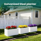 White Steel Planter Rectangular Outdoor Indoor Planter Box Galvanized Steel - Image 9