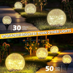 Coroor Garden Solar Ball Lights Outdoor Waterproof, 50 LED Cracked Glass Globe - Image 2