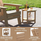 LUE BONA Adirondack Outdoor Side Table, 2-Tier Brown HDPS Patio End Table - Image 5