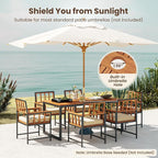 Tangkula 7 Pieces Patio Dining Set, Outdoor Acacia Wood Table and Chairs - Image 2