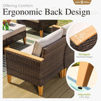 Sophia & William Patio Furniture Set, 5 Piece Half Moon Outdoor Wicker - Image 6