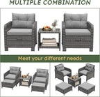 LHBcraft Outdoor Furniture 5 Piece Patio Conversation Set, PE Rattan Patio Set - Image 5