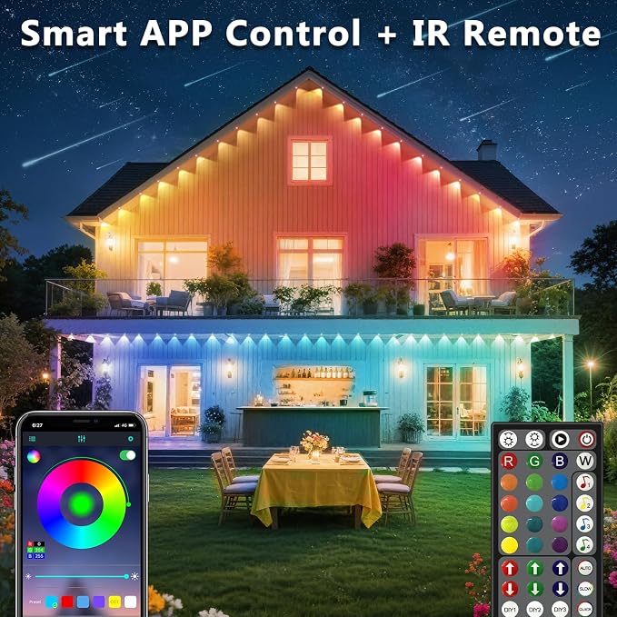 300FT Permanent Outdoor RGB Lights, IP67 Waterproof Smart Eave Lighting - Image 2
