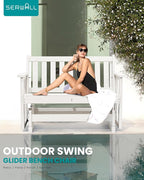 SERWALL 2 Person Patio Glider Rocking Chair, HDPE Material Weather-Resistant - Image 8