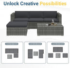 Wisteria Lane 5-Pieces Outdoor Patio Furniture Set, All Weather Wicker Rattan - Image 5
