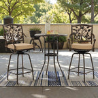 3-Piece Outdoor Bar Height Dining Set, Cast Aluminum Swivel Bar Stools - Image 7