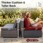 NICESOUL 8 Piece Modern Patio Couch Set, 29.3'' High Back Oversized Wicker - Image 6