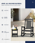 KINGYES Oversized HDPE Outdoor Rocking Chair Set of 2, Widened Seat Patio - Image 5