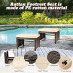 2 Pcs Patio Rattan Ottomans Outdoor Wicker Ottomans Patio Footstool Footrest - Image 3