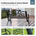 MFSTUDIO 50 Inches Outdoor Garden Bench, Cast Iron Metal Frame Patio Park Bench - Image 5