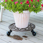 Sungmor Heavy Duty Cast Iron Plant Caddy, Indoor Outdoor Planter Holder Trolley - Image 6