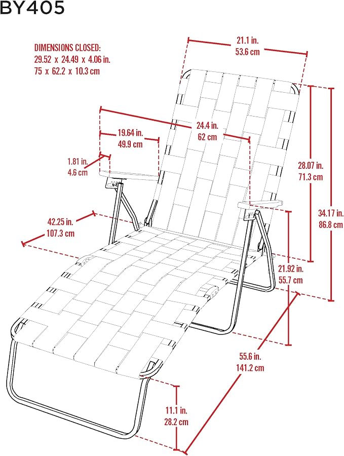 Camp & GO 4-Position Folding Web Lawn Chair Outdoor Lounger - Image 6