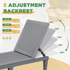 Greesum Outdoor Chaise Lounge Chair Set of 2, Waterproof 5-Position Adjustable - Image 6