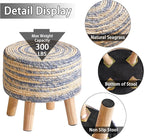 YMYNY Foot Stool Natural Seagrass Hand Weave, 12.6" Small Ottoman, Round - Image 7