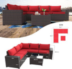Kullavik 6PCS Outdoor Patio Furniture Set PE Wicker Rattan Sectional Sofa Patio - Image 6