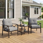 RoyalCraft Outdoor Patio Furniture Set, 3 Pieces Metal Patio Conversation Set - Image 7