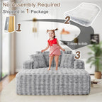 56"W Oversized Chaise Lounge Chair Indoor, Plush Faux Fur Sleeper Couch Sofa Bed - Image 8